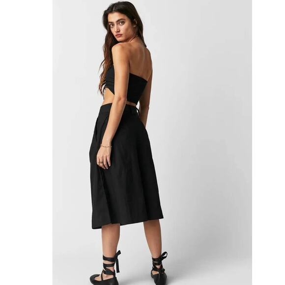 New FREE PEOPLE Minnie Set $148 SIZE 4 Black LONGLINE WIDE-LEG SHORTS - Picture 2 of 5